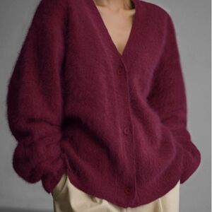 Yimoon Womens Fuzzy Cardigan Sweater V Neck Long Sleeve Button Down
